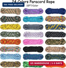 Paracord 550 Combo kit, 24 Colors 10ft Paracord Rope with Instruction, Multifunc