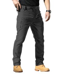 Men’s Stretch Tactical Pants,Water Resistant Ripstop Cargo Medium, Dark Grey