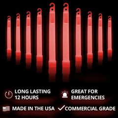 Lot Of 10 Red Cyalume 12 Hour LIGHT Sticks Prepper Bug Out Bag Disaster Survival