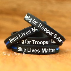 Custom Debossed Color Filled Thin Blue Line Wristbands Lot, or Red, Green, White
