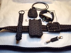 Paracord survival set belt wallet bracelet Spike tool knife neck pouch fob