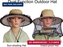 Sucrain 2 Pack Mosquito Head Net Hat Sun Hat Garden Bug Hat with Hidden Net Mesh