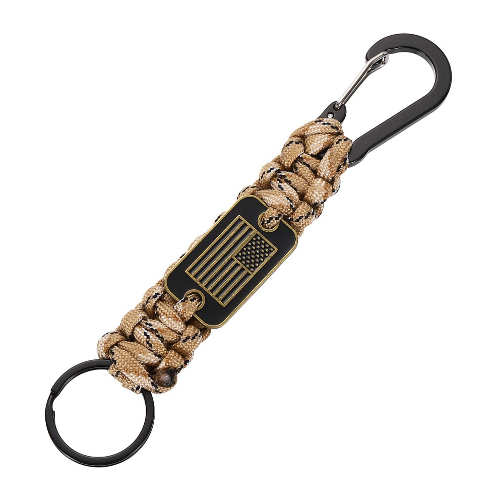 Paracord Keychains, Paracord Keychain with USA Flag, Desert Camouflage