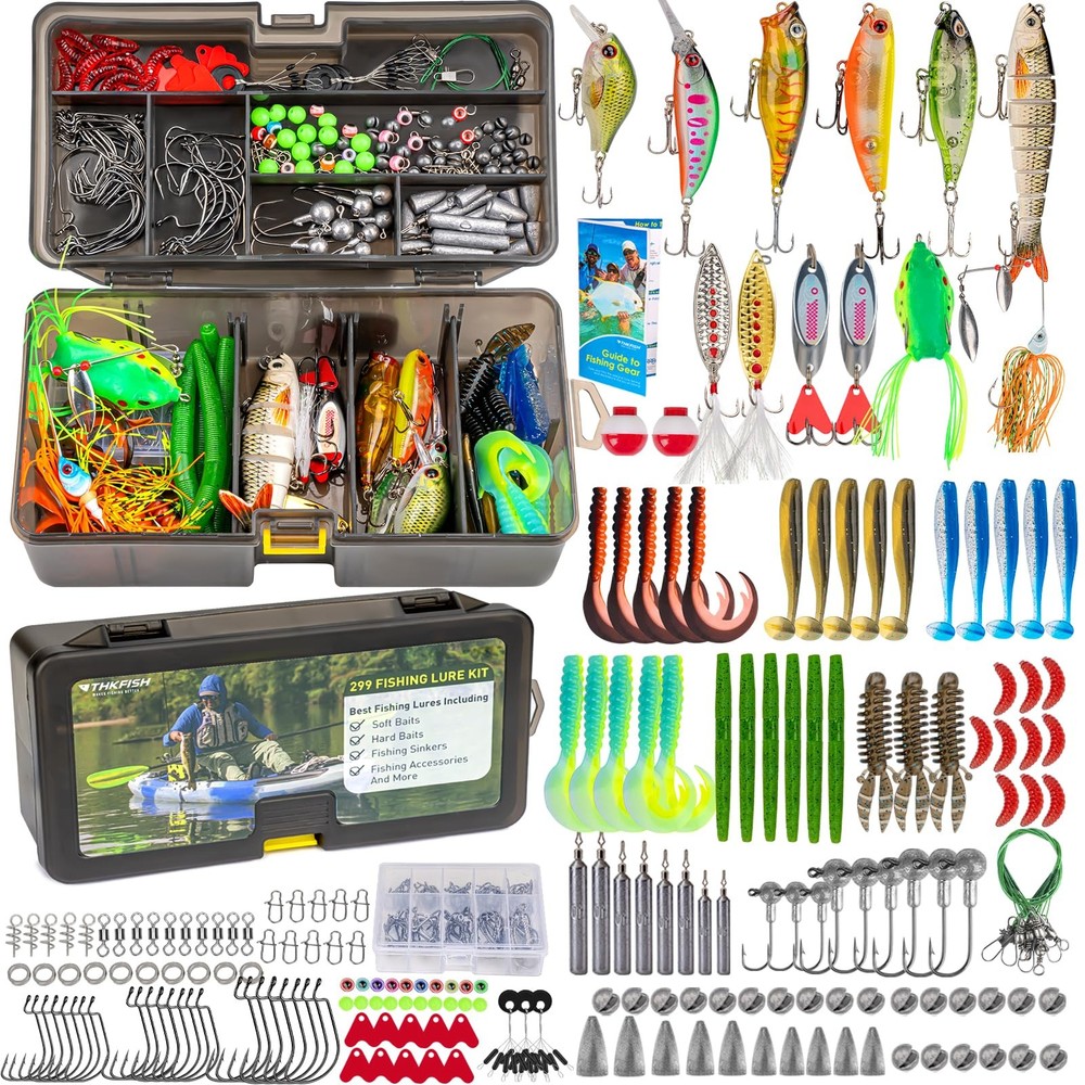 THKFISH Fishing Lures Kit, Bass 8 x 3.7 x 2.5 inches, 299pcs Tackle Box Kit