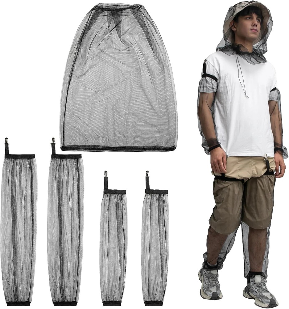 5 Pcs Mosquito Netting Suit-Extra Large Mosquito Head Net Mesh,Arm and Leg Sleev