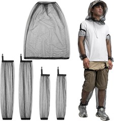 5 Pcs Mosquito Netting Suit-Extra Large Mosquito Head Net Mesh,Arm and Leg Sleev