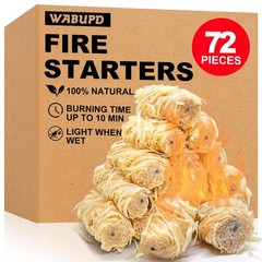 WABUPD 72 Pcs Fire Starter Natural Fire Starters for Fireplace, Pellet Stove…