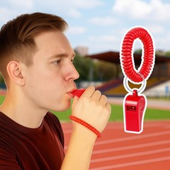 50 Pcs Sport Whistle with Bracelet, Multicolor Loud Clear Plastic Whistles wi…
