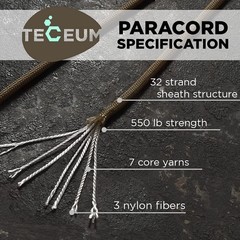 Teceum Paracord Type Iii 550 Copper Brown 1000 Ft 4Mm Tactical Rope Mil-Spec
