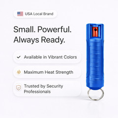 Burn 4 Pack Pepper Spray Keychain 0.5 oz Police Strength OC Blue
