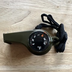3 in 1 Whistle for Camping Hiking Emergency Survival Gear Army green Set Of 2