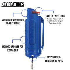 4 Police Magnum pepper spray .50oz blue molded keychain self defense protection