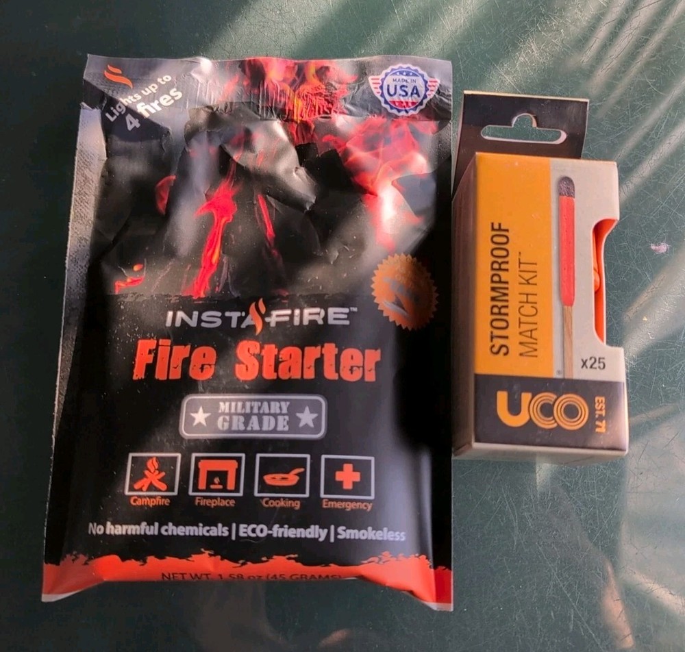 UCO Stormproof Match Kit Waterproof Case & INSTAFIRE Firestarter Military Grade
