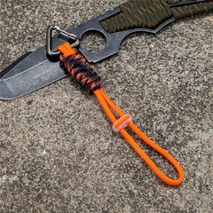 Hand Braided Paracord Keychain Triangular Metal Buckle EDC Survival Knife Lanyar