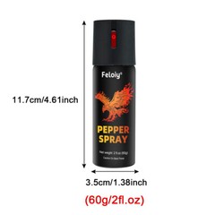 Feloiy 2oz Black Flip Top Safety Lock Pepper Spray For Self Defense