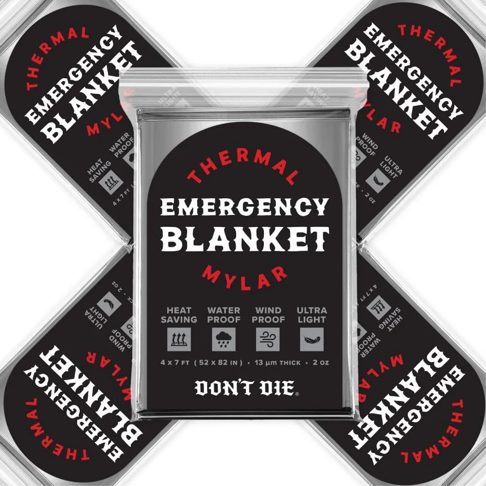 DON’T DIE Emergency Blanket – 5 Pack – Thermal Mylar Foil Space Blankets – Essen