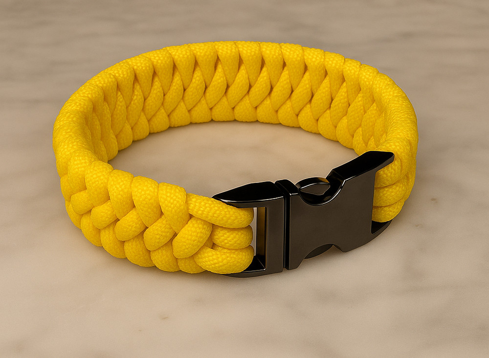 Canary Yellow Trilobite Paracord Bracelet with Metal Buckle