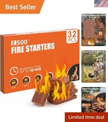 Quick & Reliable Natural Fire Starters – 32 Smokeless Cubes for Easy Ignition