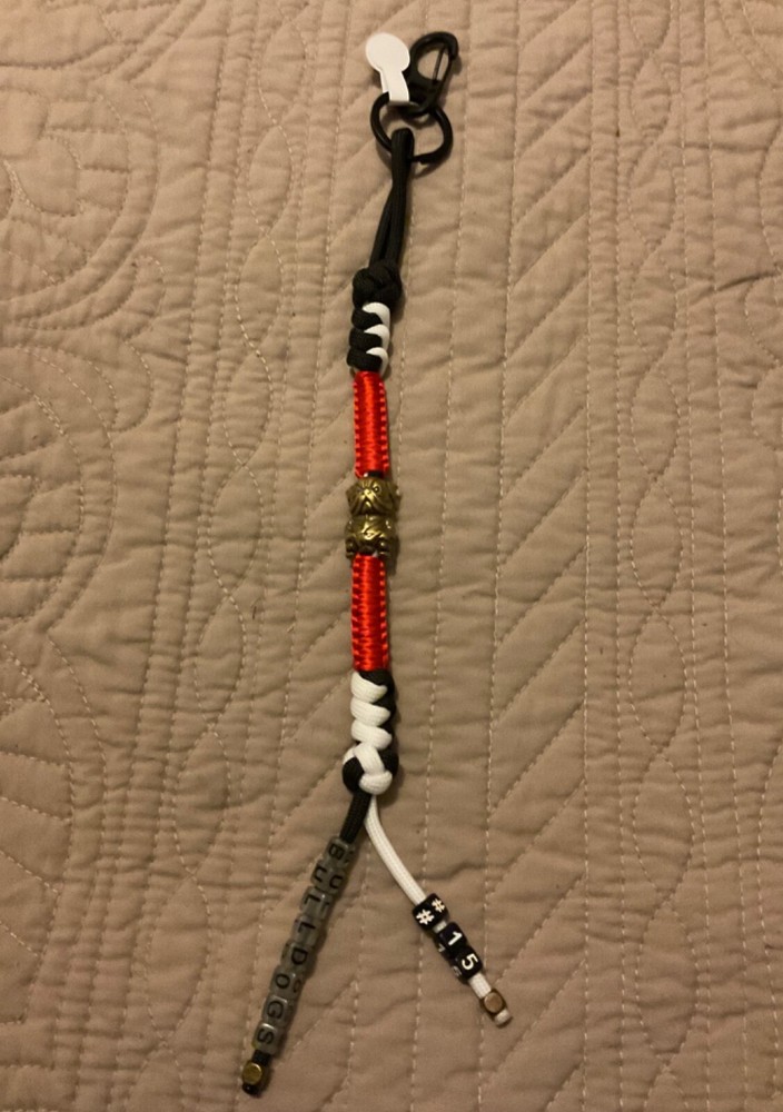paracord keychain. bag, backpack, jacket zipper pull. Bulldogs team colors #15