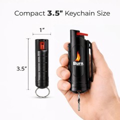 4 Pack BURN Pepper Spray 1/2oz Self Defense Keychain Case Molded OC Black