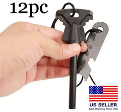 12pc Fire Starter Flint Steel Striker Survival Kit Ultimate Camping Outdoor Tool