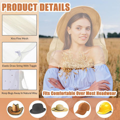 4 Pack Mosquito Bug Net Mesh for Head Mosquito Net Face Fly Netting Hood from In