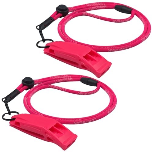 LuxoGear Whistle (2-Pack) 120dB Loud Safety & Emergency Whistle with Pink