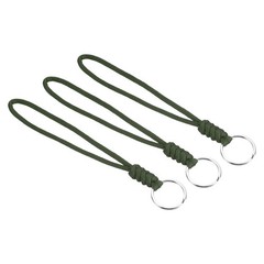 3pcs 8″ Paracord Lanyard with Keyring Wrist Cord Badge Holder Strap, Green