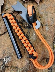 Drilled Ferro Rod Fire Starter, FOSTAR 4 Inch Flint Steel with Paracord