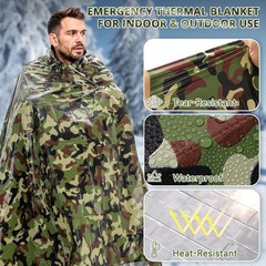 Survival Emergency Thermal Blankets: Extra Large 84” X63” Space Mylar Blanket Ki