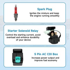Kit de motor de arranque de 3 pernos compatible con Taotao Coolster ATV de 110 c