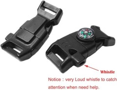 10Pcs Pack Black 5/8″ Compass Flint Scraper Fire Starter Whistle Buckle Plastic