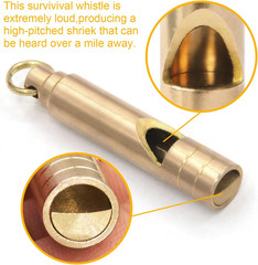Brass Survival Whistle 125 Db Loud Emergency Whistle with Lanyard for Hiking C