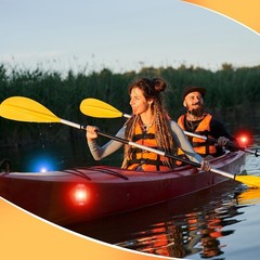 16 Pcs Waterproof LED Kayak Lights – USB Rechargeable Red & Blue Strobe + 8 Whis
