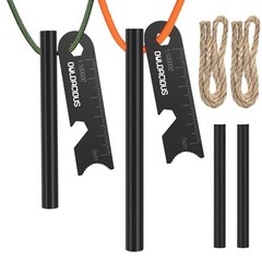 10-Piece Fire Starter Survival Kit, Ferro Rods, Tinder Wicks & Paracord, All-Wea