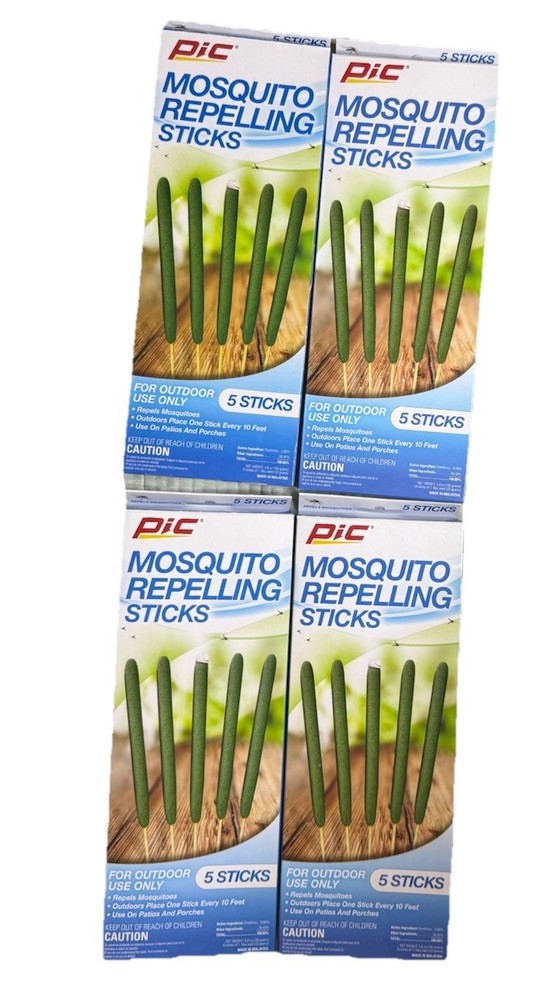 4 X PIC 5-pack Mosquito Repelling Sticks repellant confined outdoor spaces bug