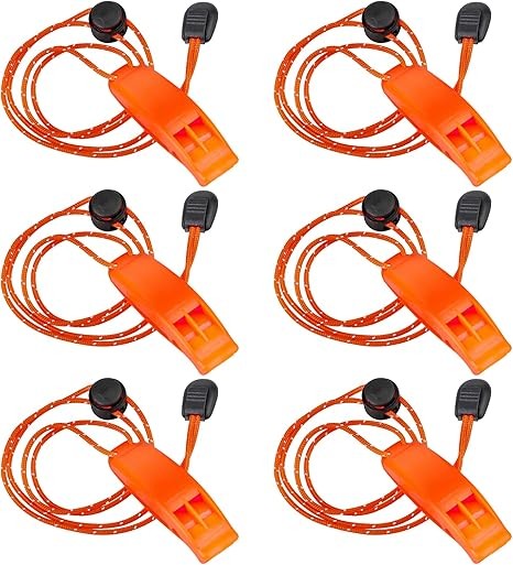 6Pcs Emergency Whistle Survival Whistles Loud Marine Safety Whistle with Adjusta