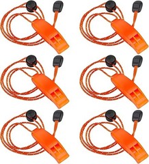 6Pcs Emergency Whistle Survival Whistles Loud Marine Safety Whistle with Adjusta