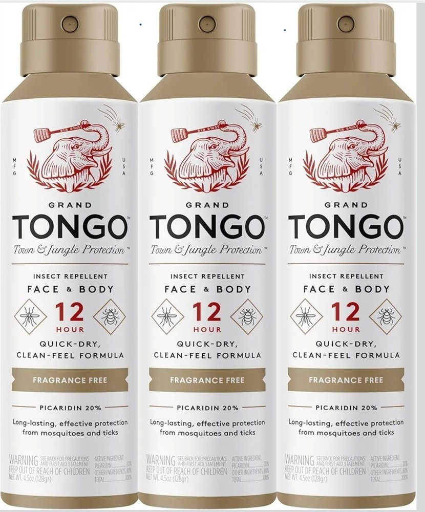 3pk Grand Tongo Fragrance Free Insect Mosquito Repellent Bug Spray DEET Free