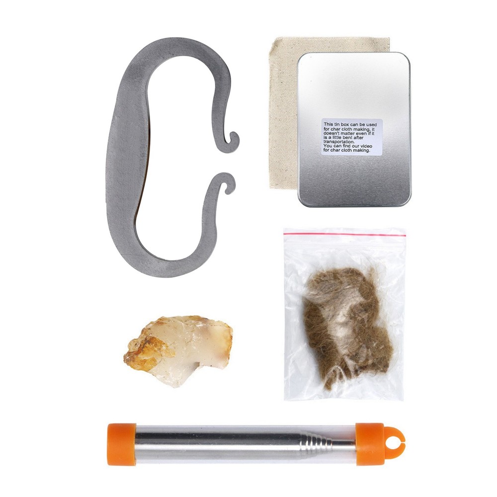 Complete Flint Fire Starting Kit with Cotton Cloth for Survival Bushcraft