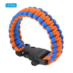 Survival Paracord Bracelets, 2 Pack Braided Bracelet, Blue, Orange