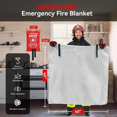 IGNISGUARD Emergency Fire Blanket 40″x40″ for Home & Kitchen Safety