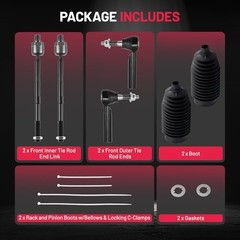 6PC Inner & Outer Tie Rod Kit with Steering Boots for 6pc-EV800572 ES800286