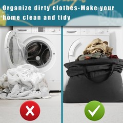 LOLOMLO Extra Large Canvas Laundry Bags with Handles & X-Large, Black