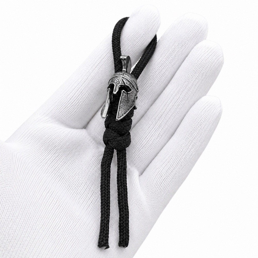 Spartan Helmet Paracord Lanyard Bead Retro Silver Color EDC Knife Lanyard Charm