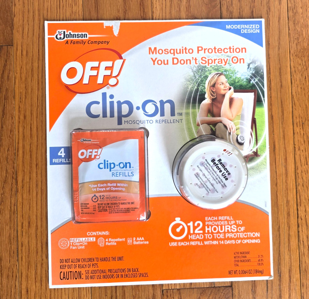 Off! Clip On Fan Circulated Mosquito Repellent & 4 Refills Odorless NIB