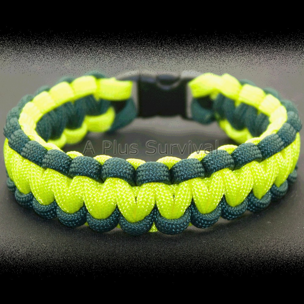 CERT Green & Neon Yellow Paracord Rope Survival Bracelet 9 Feet 7 Strand 550 LB