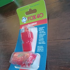 Fox 40 Classic Marine Orange Safety Whistle 115 dB Pealess With Lanyard BinA
