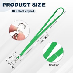 10Pcs 16.9″ Polyester Lanyard with Office Carabiner, Green