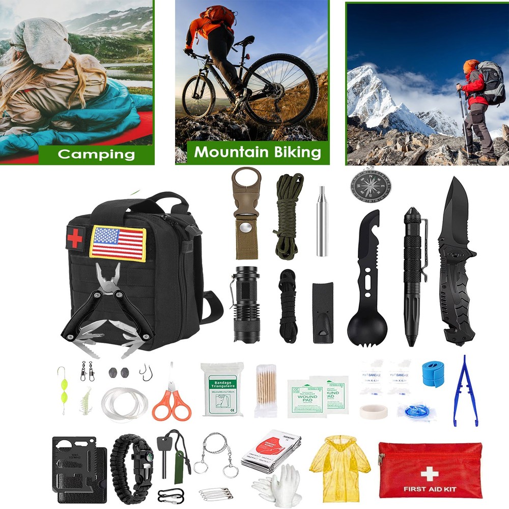 Emergency Survival Kit w/ First Aid Gears&Supplies-Get Home Backpack for Outdoor